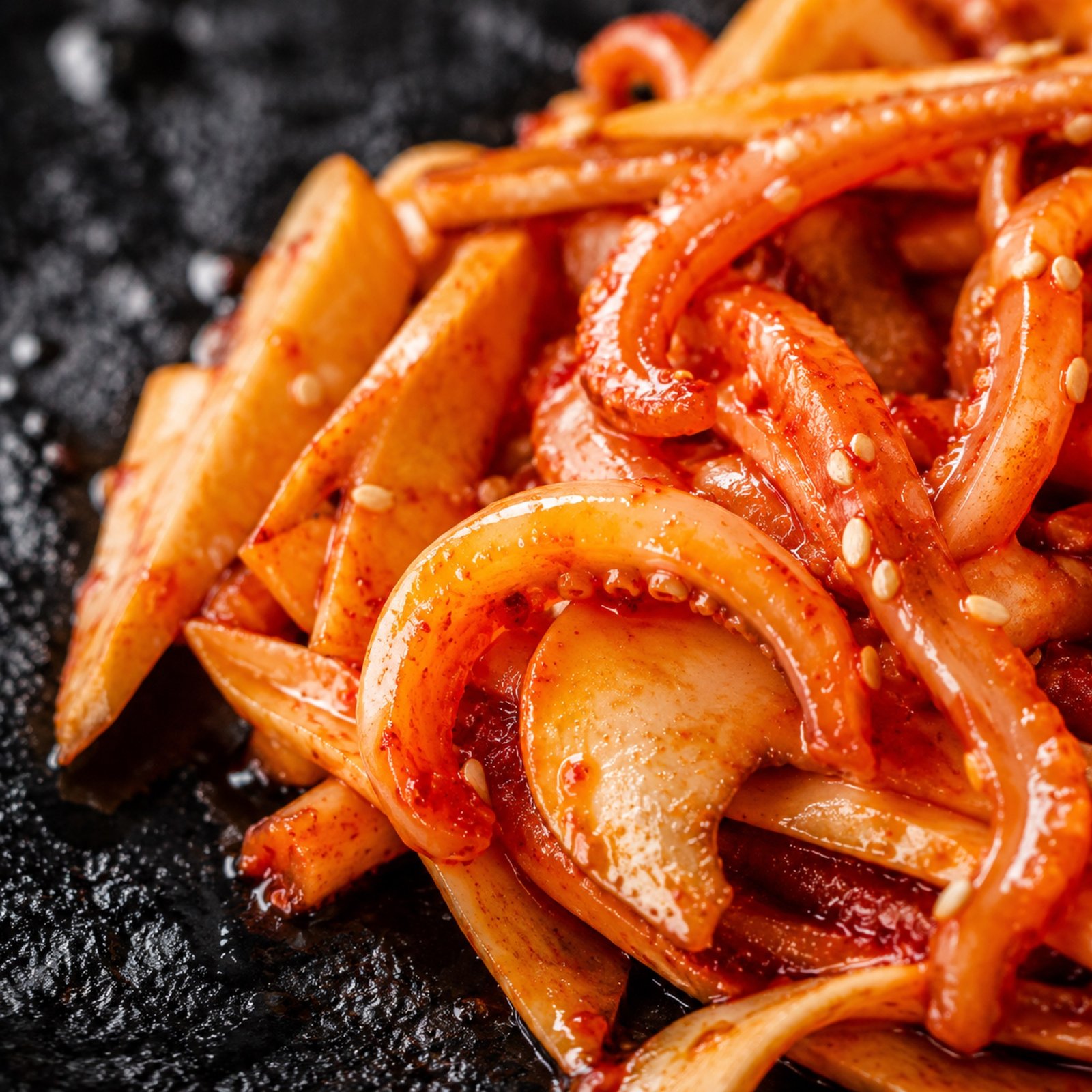 Chewy squid × juicy mushroom crunch